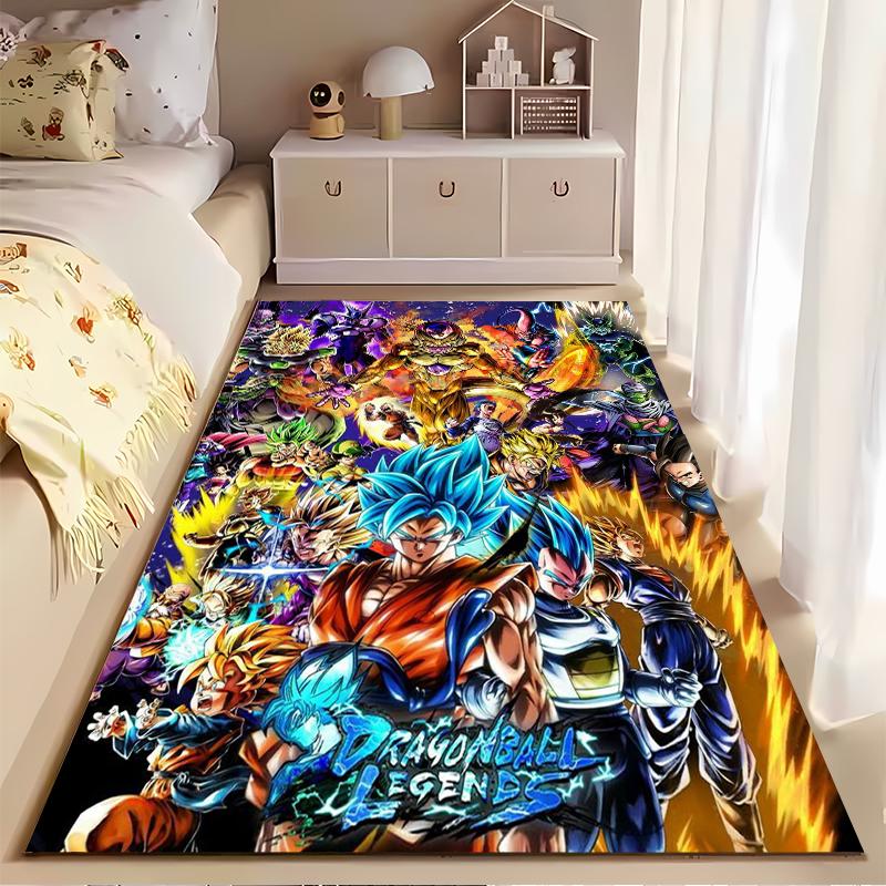 Vibrant Anime Warrior Characters Rug Non-slip rug suitable for living room and bedroom sofas.