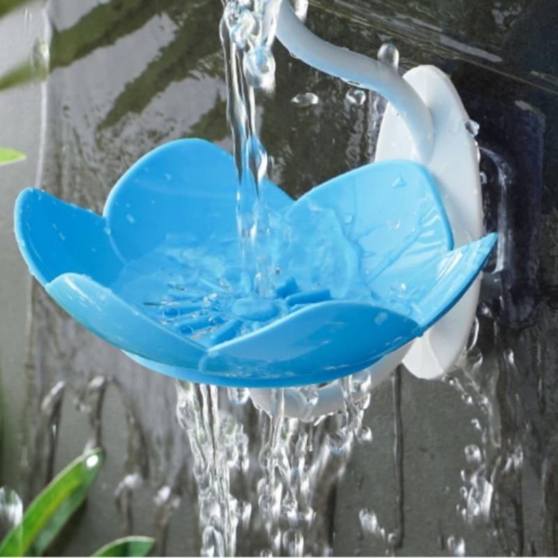 Doppelschichtige Lotusförmige Wandmontierte Seifenschale mit Starkem Kleber Selbstentwässerndes Design Kein Bohren Erforderlich für Badezimmer Dusche Küche
