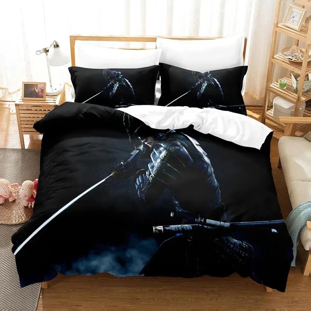 Ensemble de literie imprimé en 3D Anime Samouraï Housse de couette Taie d'oreiller Couette Taille King Queen Ensemble de literie pour garçons et adultes