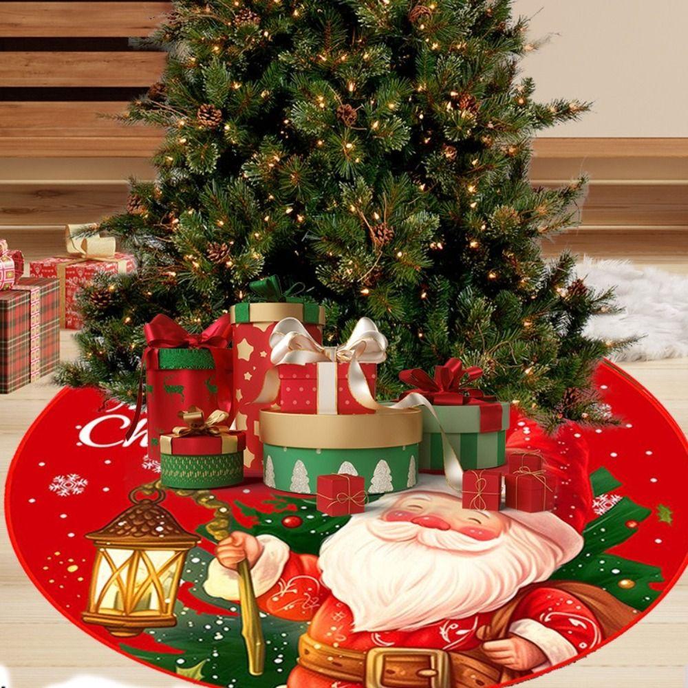 Snowflake Print Christmas Tree Skirt Santa Claus Printed Christmas Decoration  Home Holiday