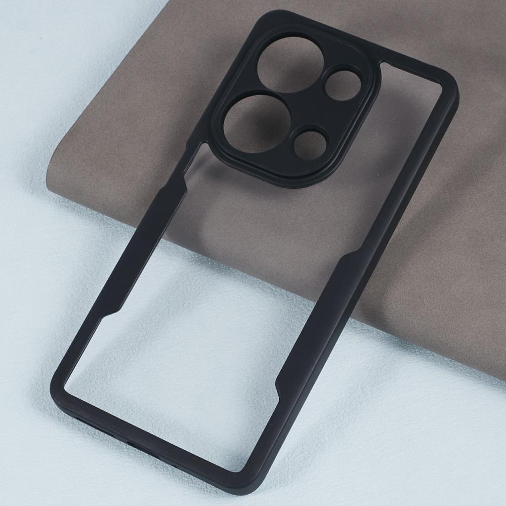 For Xiaomi Redmi Note 13 Pro 4G/Poco M6 Pro 4G Case Shockproof Phone Shell with Built-in Screen Protector,Black