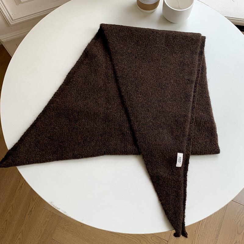 1Pc Triangular Scarf Warm Solid Color Soft Shawl Versatile Knit