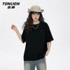 TonLion Women's Pure Cotton Loose-Fit Round Neck Short Sleeve T-Shirt