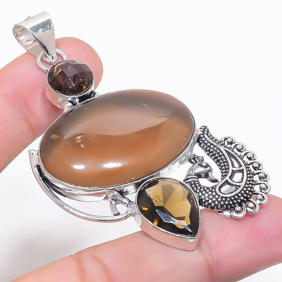 

Натуральный Дымчатый Топаз Драгоценный Камень 925 Стерлинговое Серебро Ювелирная Подвеска 2,76 S4n41