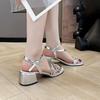 2025 new versatile comfortable sandals women's summer wear fashion high sense temperament word with thick heel women's sandals