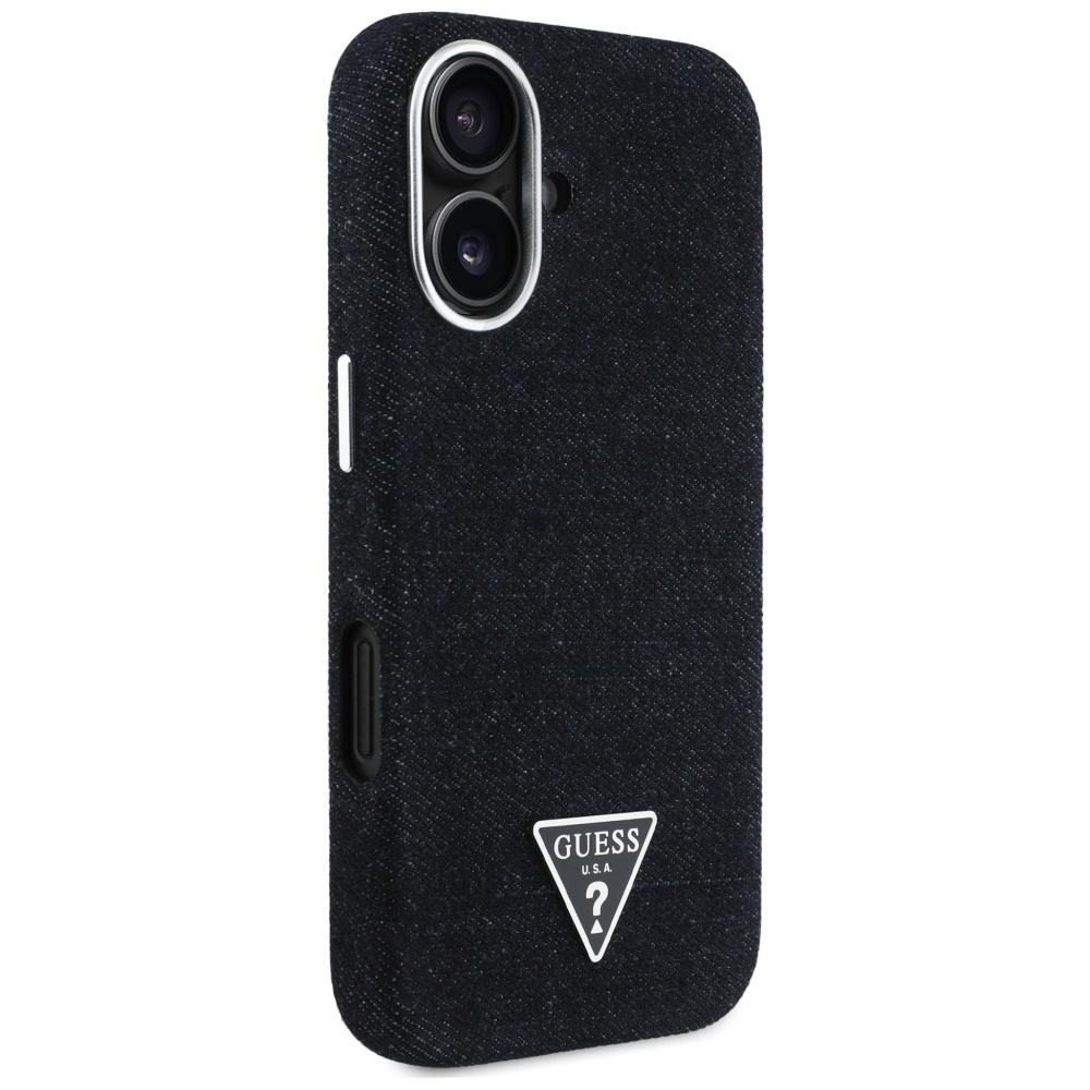 Guess Denim Triangle Logo MagSafe Case for iPhone 16 Black