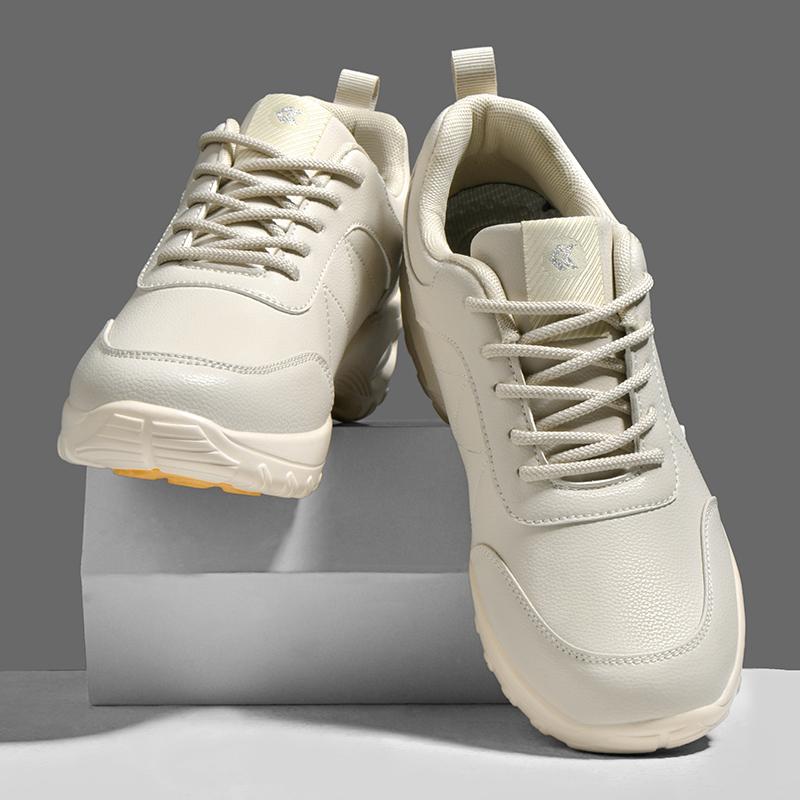 Waterproof Women's Walking Shoes Fashion Air-cushion Casual Sports Shoes Ladies Lace-up PU Leather Platform Shoes