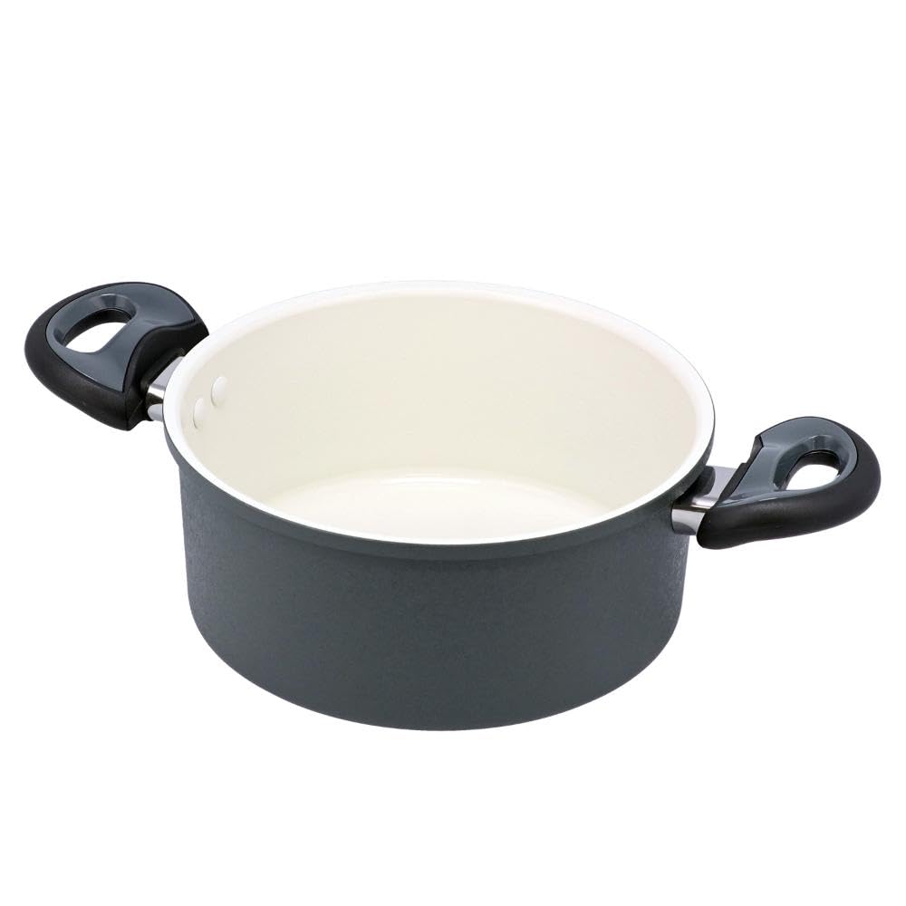 LIV PLUS Arietta Ceramic 20cm Casserole Pot, Dark Gray, ND-3617, Induction and Gas Compatible