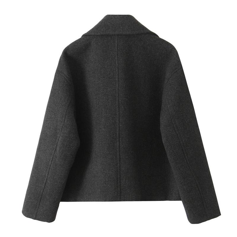 Stil European & American Toamnă Palton Scurt Lână Femei Dublu Piept