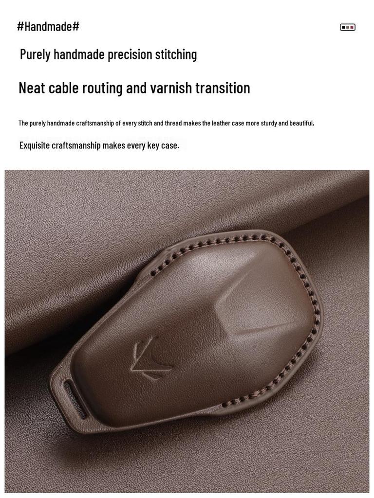 Genuine Leather Key Case for Jihu Alpha S5, Kaola T5, BAIC New Energy ARCFOX Cars