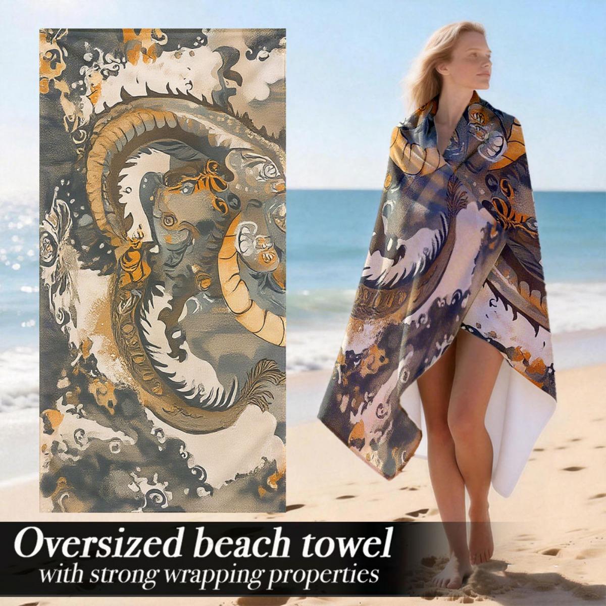 

Chinese Dragon Oversized Beach Towel – Soft & Plush, Traditional Design, Perfect for Swim, Sports & Gift Use W40*H60(CM)