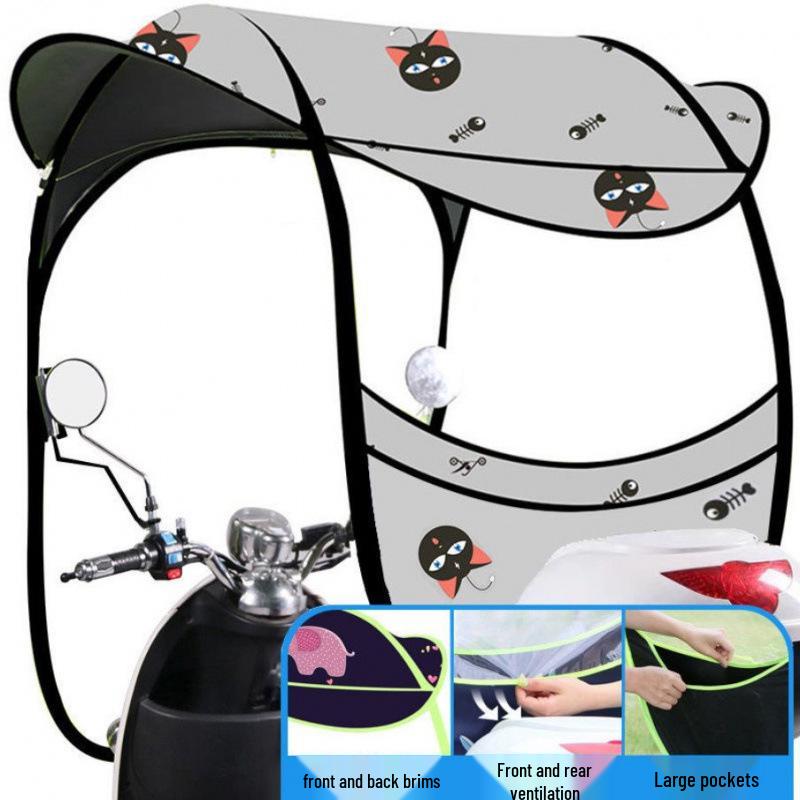 Toldo Impermeable y Protector Solar para Coche con Parabrisas Engrosado para Bicicletas Eléctricas y Triciclos