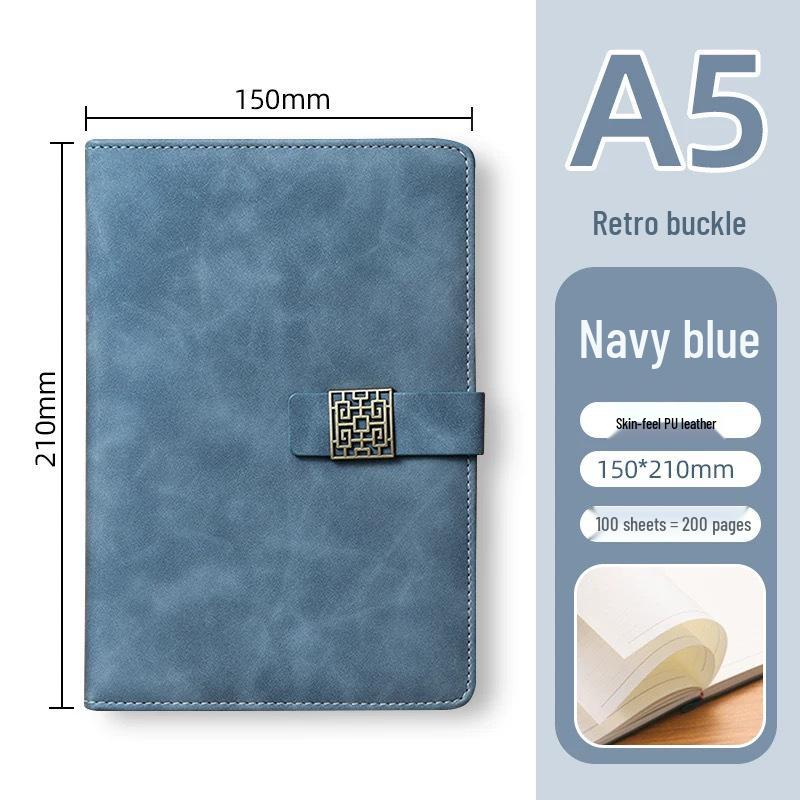 A5 Business Leather Notebook with Logo and Buckle - Gift Box Included
