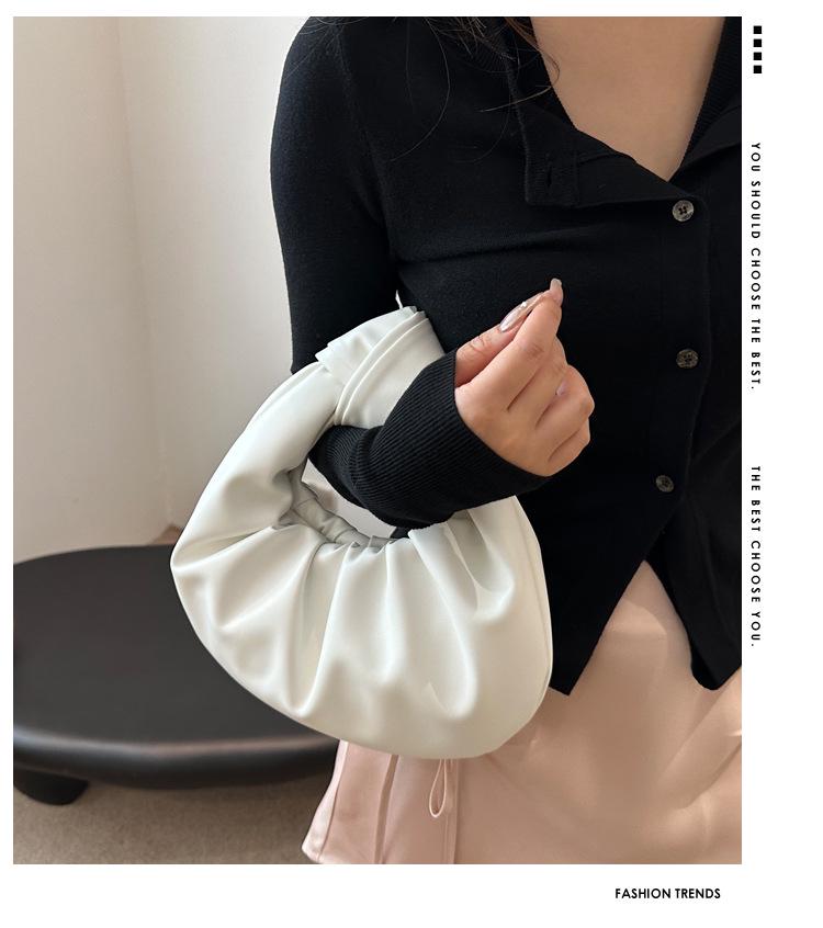 2024 Unique Design: Pleated Women's Versatile Solid Color Handbag - Summer Casual Must-Have