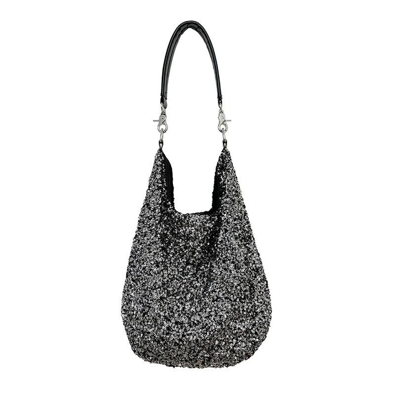 Korean Fashionable Casual Shiny Large-capacity Shoulder Bag Women's 2025 Light Luxury Niche High-end Beaded Tote