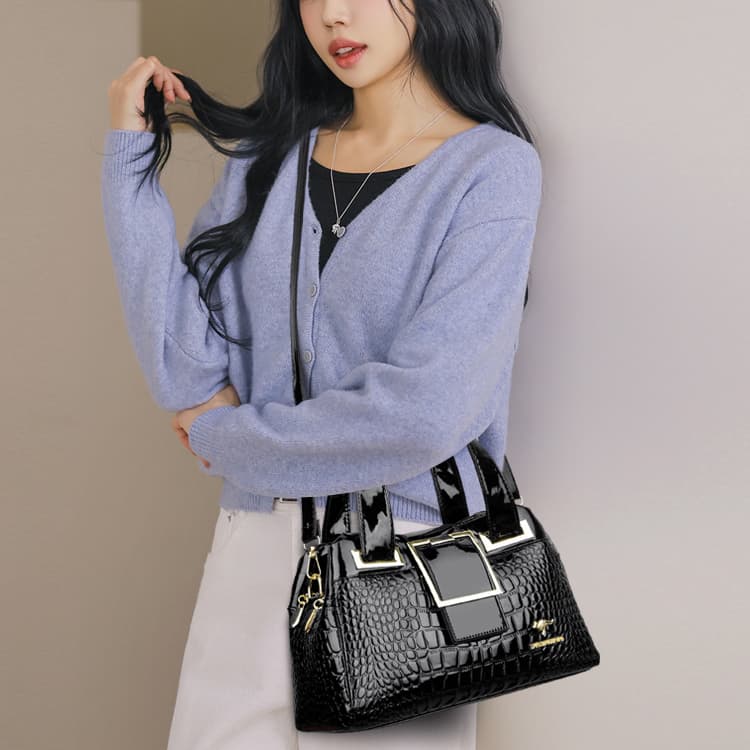 Glossy Boston Handbag One Shoulder Crossbody Women's Bag
