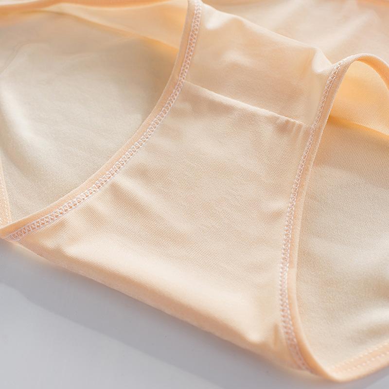 Women's Mid-Waist Milk Silk Panties Soft Breathable Candy Color Minimalist Underwear for Teens