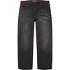 Leopard Faux Fur Loose Fit Jean Washed Black