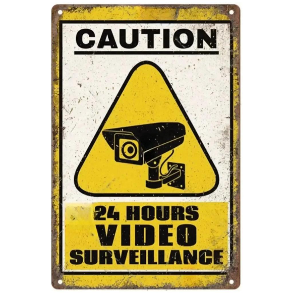 Vintage Tiki-inspiriertes Retro-Metallschild mit Vorsicht – „Warning Children Video“, für Männerhöhle, Garage und Türwandkunst