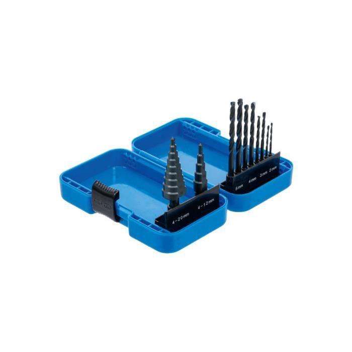 Jeu de forets étagés et hélicoïdaux BGS TECHNIC - HSS - 10 pcs - 1686