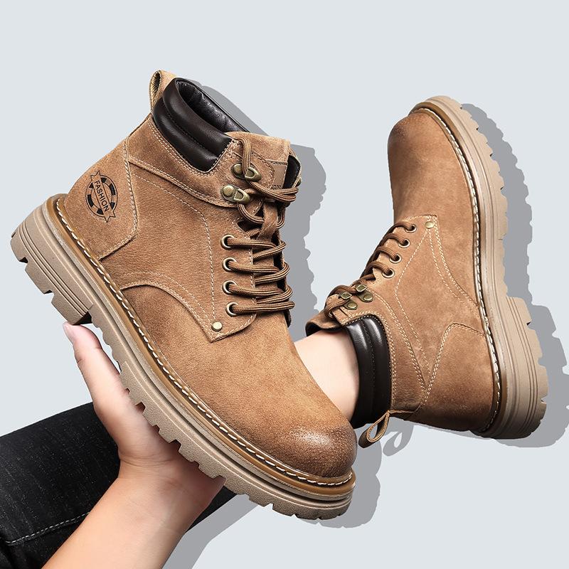 

2025 British Martin Boots Men s Autumn and Winter Fleece Warm Winter Boots Retro Leather Versatile Platform Men s Boots 45