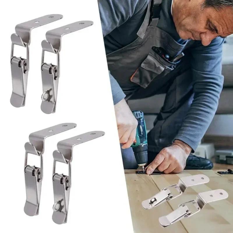 8PCS 90 Degrees Duck-mouth Buckle Hook Lock Stainless Steel Spring Loaded Draw Toggle Latch Clamp Clip Hasp Latch Catch Clasp
