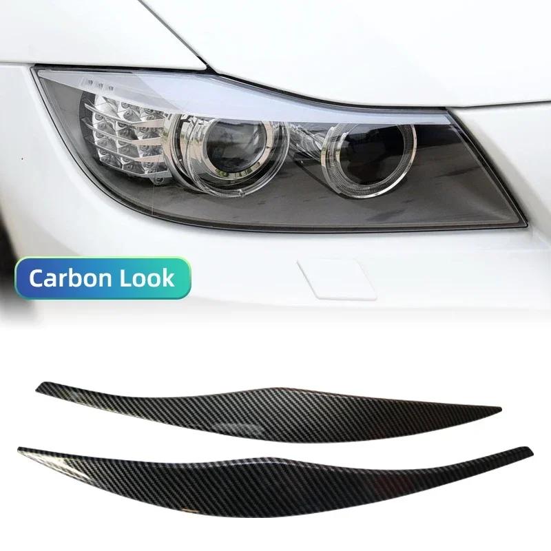 For BMW 3 Series E90 E91 2pcs ABS Gloss Black Headlight Eyebrows Eyelid 2005 2006 2007 2008 2009 2010 2011 Sedan / Touring