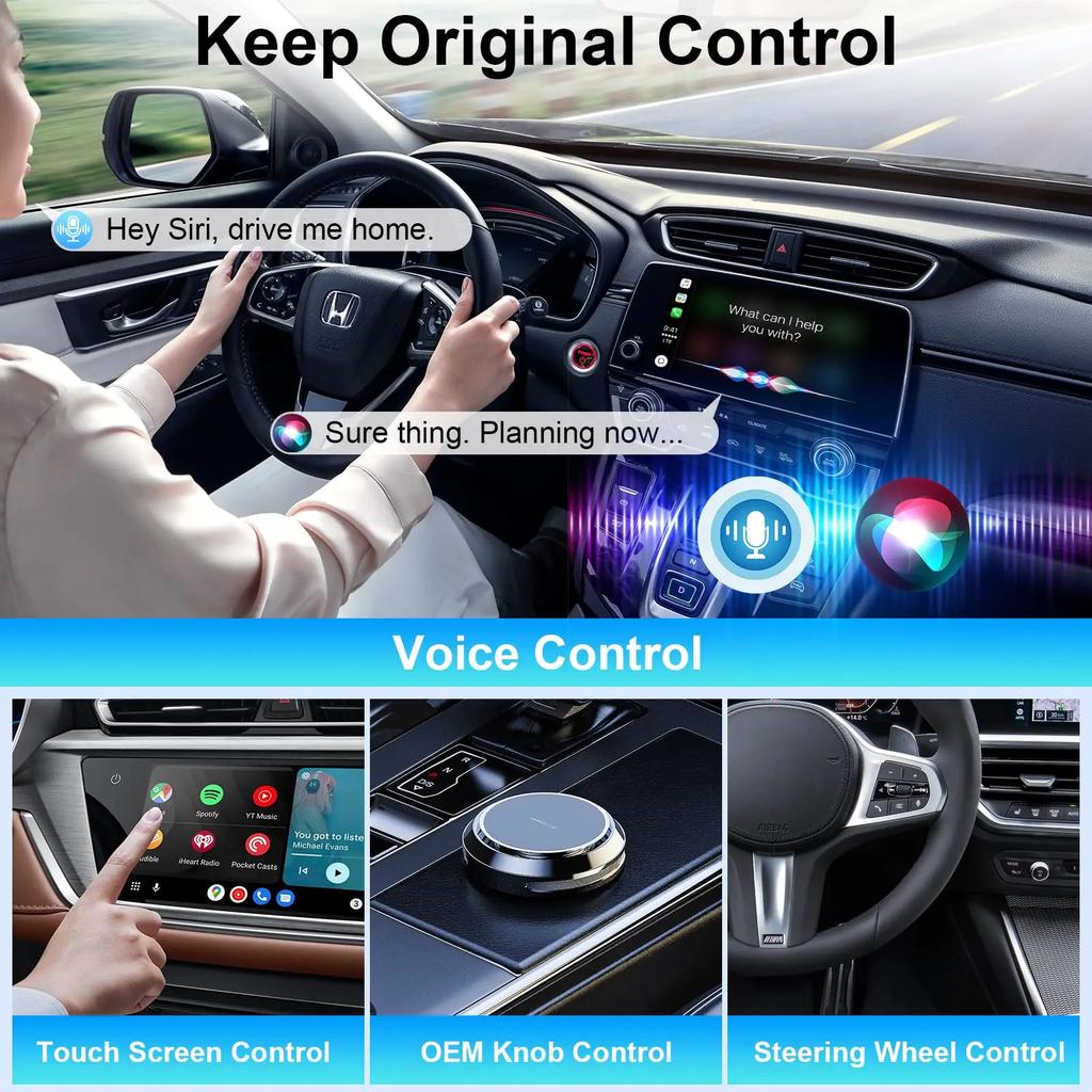 2 In 1 Mini Wireless CarPlay & Android Auto Wireless Adapter Plug and Play Compatible iPhone/Android For Havel Kia Volvo