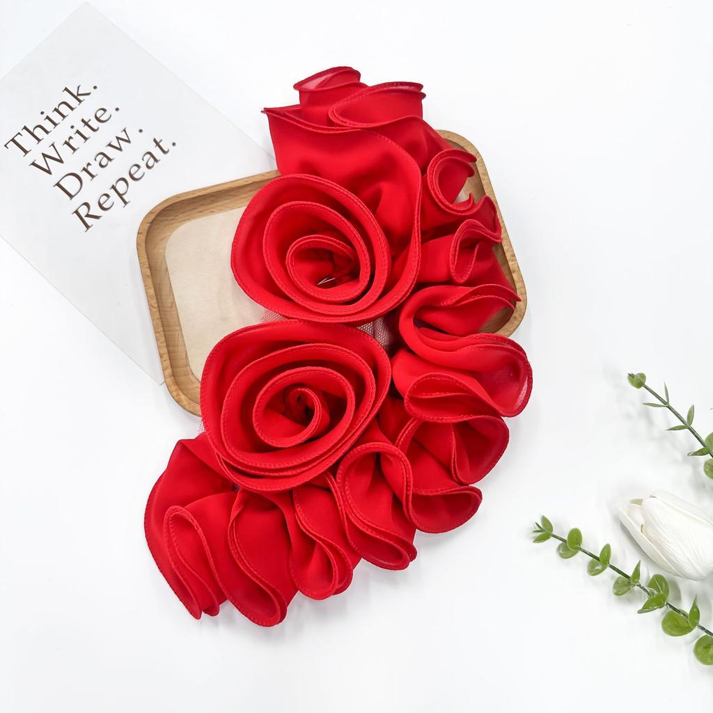 European And American Solid Color Fungus Edge Flower Applique Wedding Dress Accessories Three-Dimensional Rose Clothing Accessories Cloth Sticker