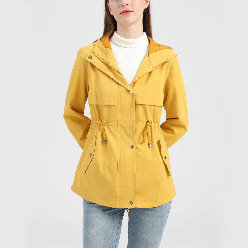Giacca impermeabile da donna Trench da escursionismo Giacca a vento da esterno Leggero Classico con cappuccio Antivento Leggero Cappotto antipioggia Capispalla sottile Abbigliamento antipioggia