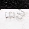 Huitan Three Line Claws Design Stud Earrings for Women Silver Color Crystal CZ Fashion Versatile Female Ear Piercing Earrings