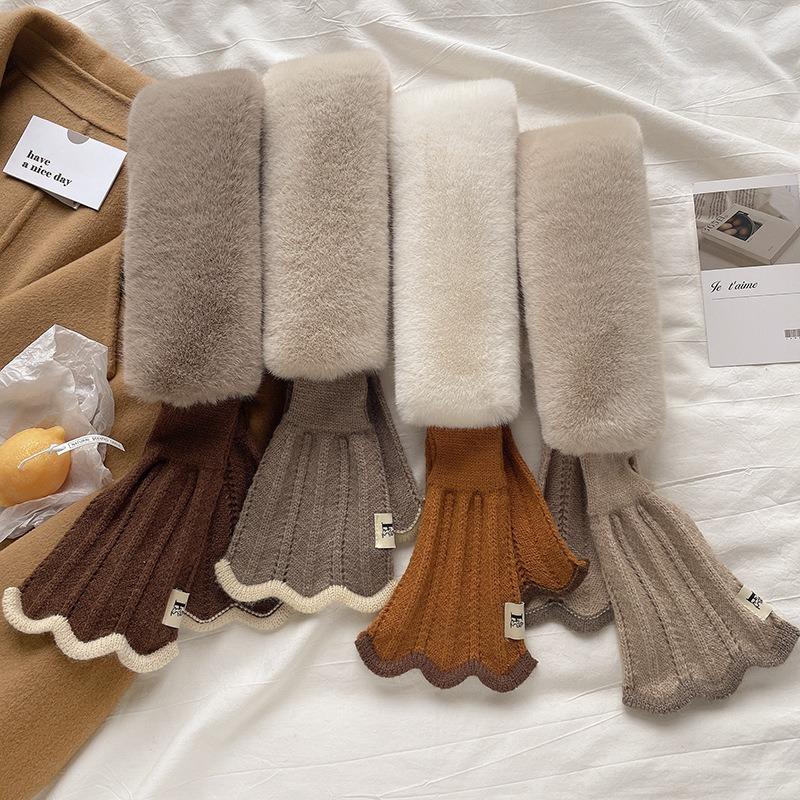 Soft waxy imitation rabbit hair knitted wool scarf female winter tide mermaid versatile student scarf