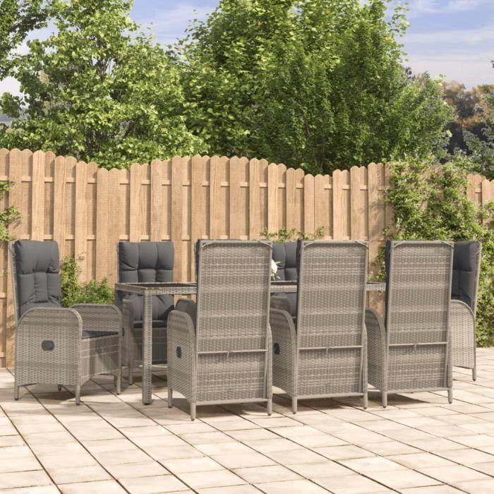 VidaXL 9-piece Garden Dining Set with Cushions Grey 3185028
