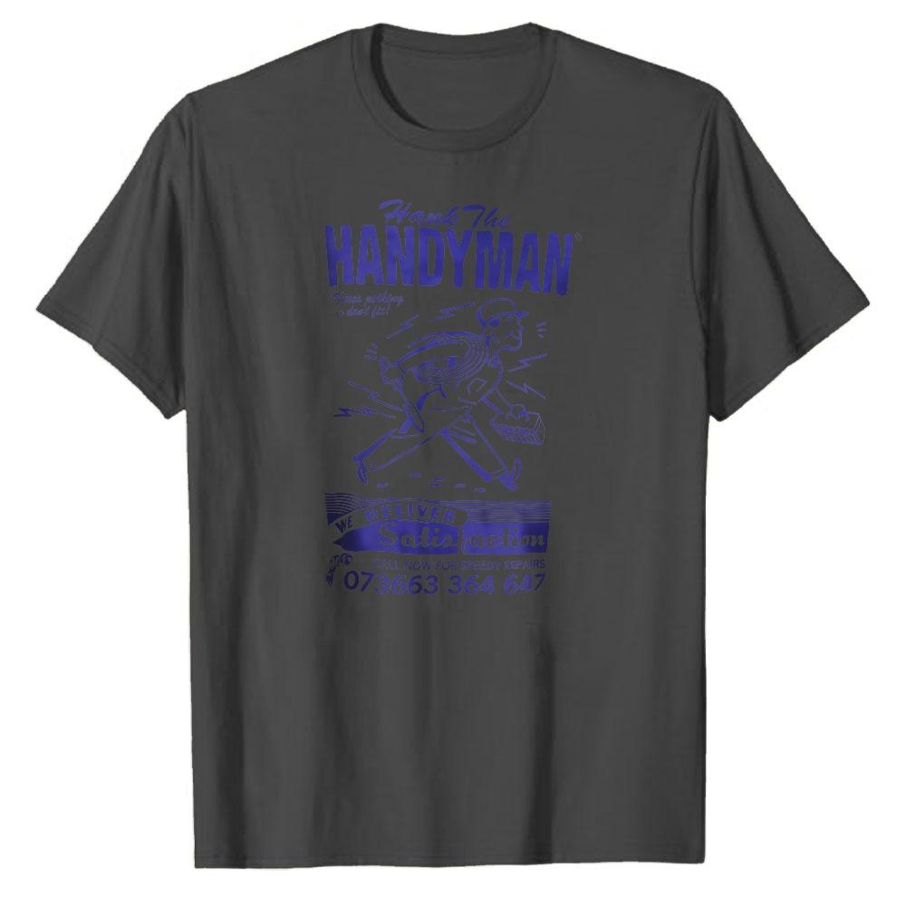 Vintage Handyman Service Phone Number Print T Shirt Men Cotton Tops Retro Worker Repairman Graphic Casual Daily Streetwear Tees