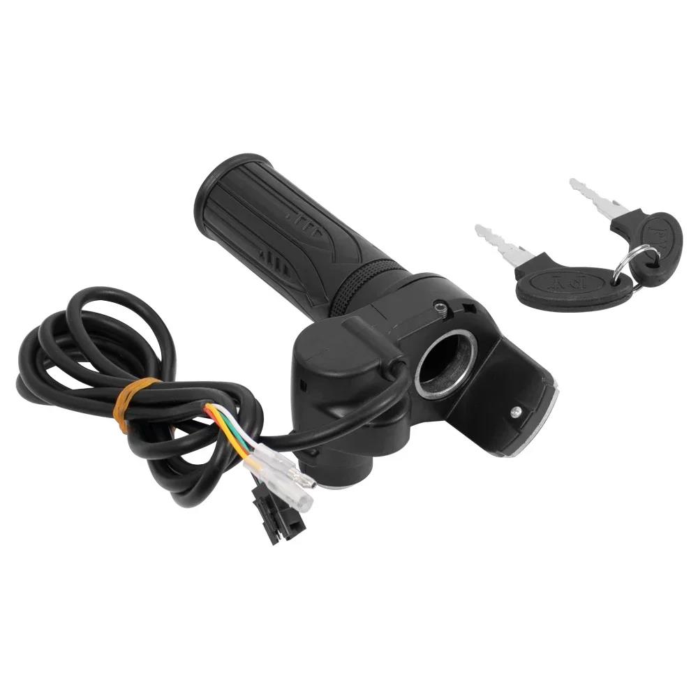 36V 48V 60V Electric Bicycle Throttle Grip E-bike Handlebar with Lock Ebike Scooter Accelerator Power Indicator Key LED Display Throttles 2