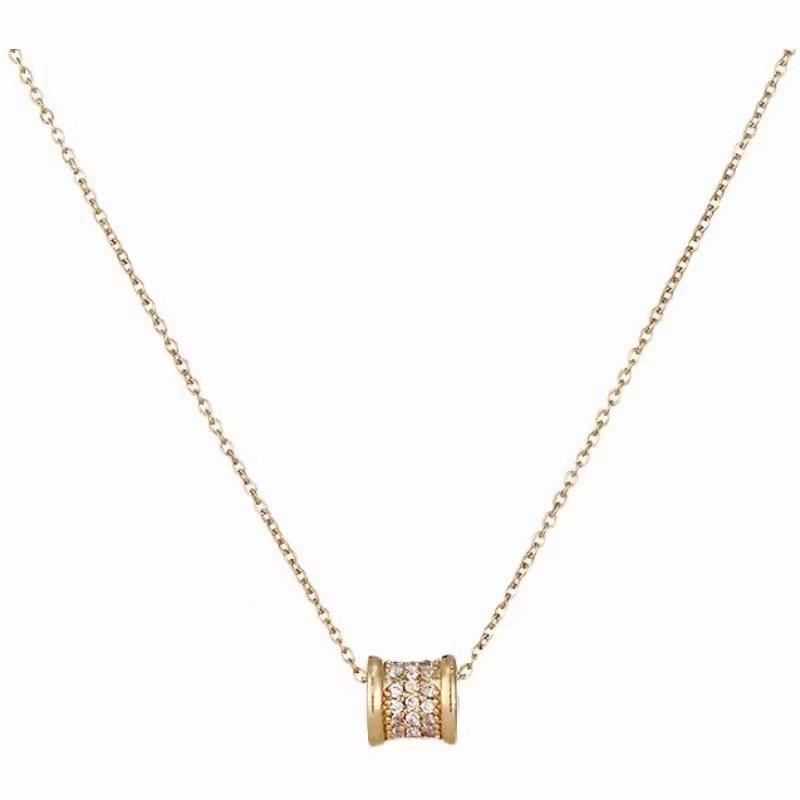 Micro-Set Zircon Waist Pendant Necklace Elegant Versatile Fade-Resistant Fashion Jewelry