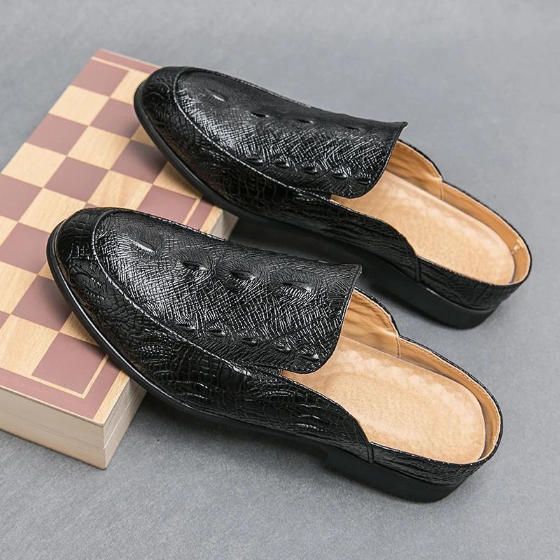 Black Men Sandals Business Brown Round Toe Men's Formal Shoes Handmade Pu Leather  Size 38-46