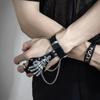 Steampunk Totenkopf Finger PU Leder Armband Für Männer Gothic Silberfarben Gliederkette Armbänder Armreifen Rock Halloween