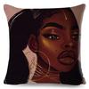 1Pc Elegant Black Girl Art Pillow Cover 2D Double-Sided Polyester Decor African Melanin Cushion Cover For Home Sofa Bedroom Gift