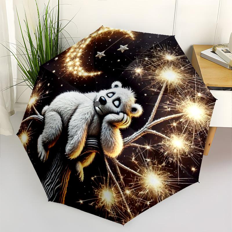 Uroczy Słonik Składany Parasol, Parasol Ochronny UV z Nadrukiem Serc na Słońce i Deszcz, Kawaii Przenośny Parasol