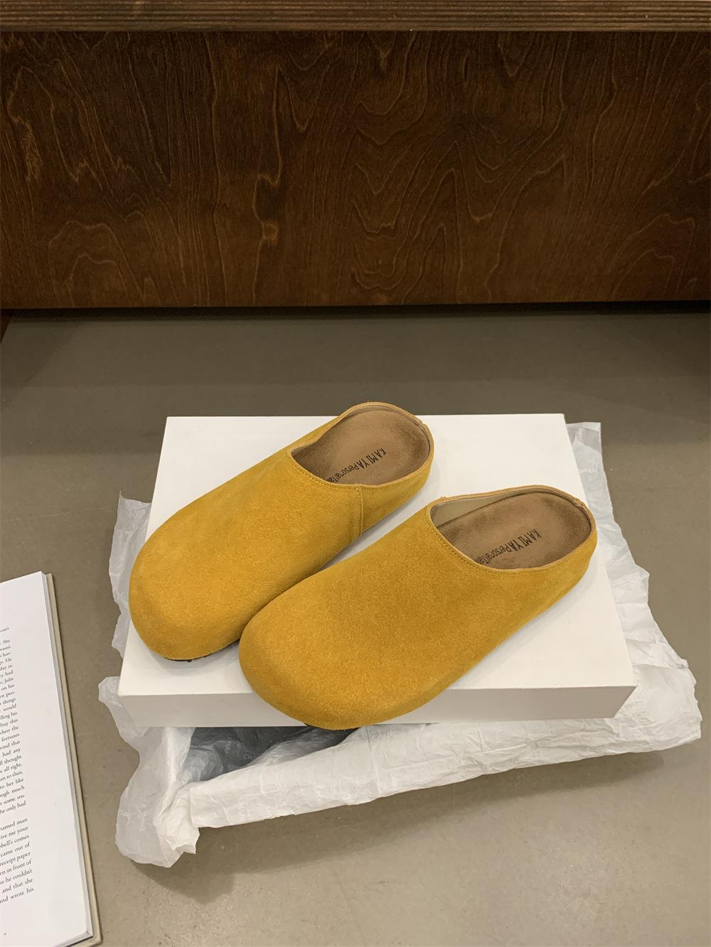 

Баотоу Біркенсток напівшльопанці жіночі 2025 осінь новинка ретро Морі універсальні коров яча шкіра платформа ліниві туфлі 40