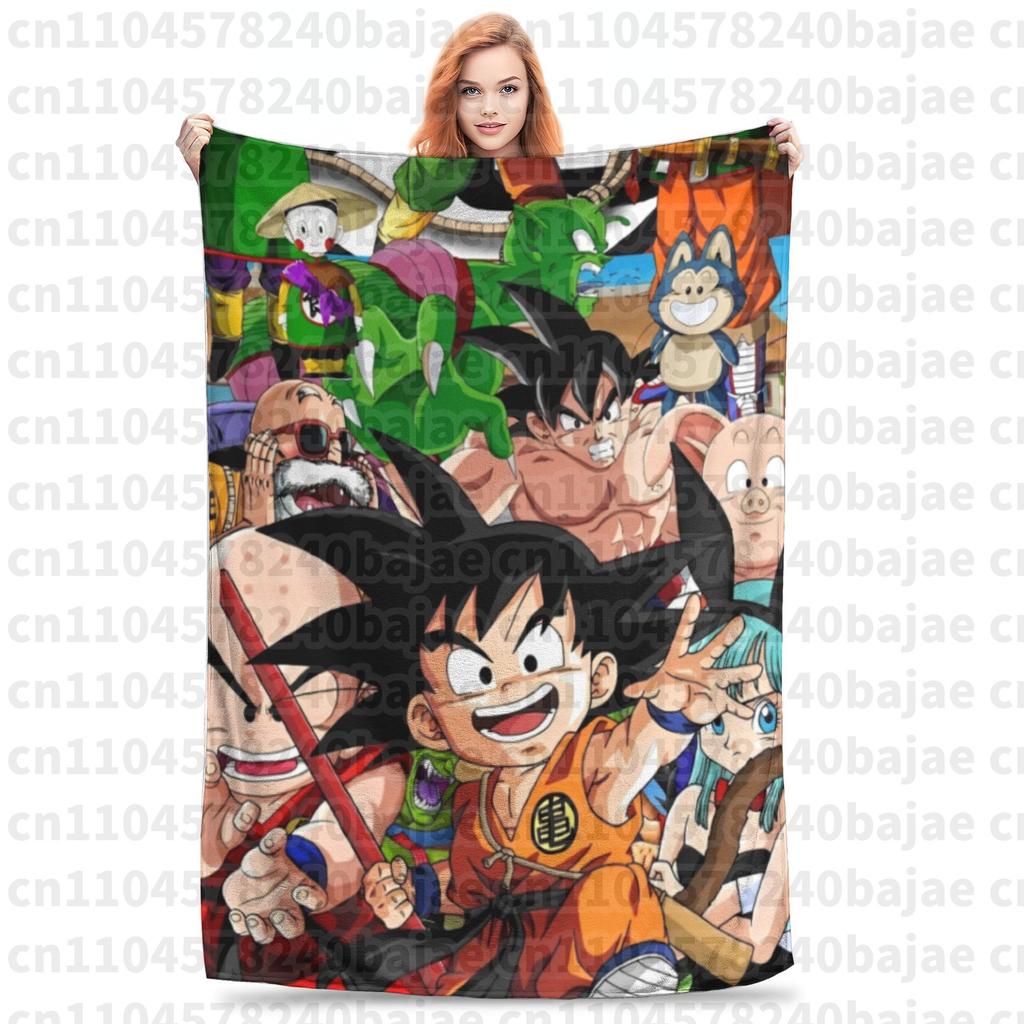Dragon Ball Z Knitted Blanket Flannel Anime Son Goku Soft Throw Blankets for Bed Bedroom Quilt