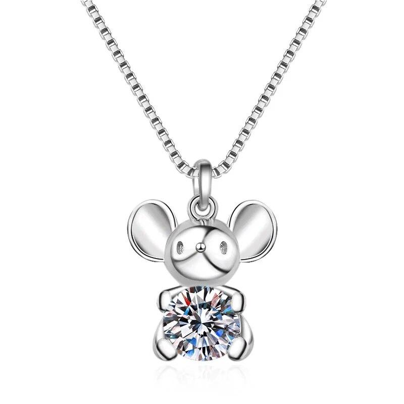 D color 0.5CT Moissanite Necklace 925 Silver Cute Zodiac Pendant Jewelry Luxury Glitter Versatile Necklace