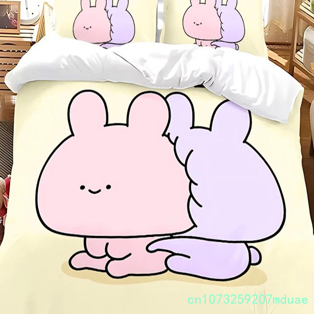 New 3D Print Asleep Cute Asamimi Square Bedding Set,Girls Adult Single Twin Queen Size, Duvet Cover Pillowcase Bedding