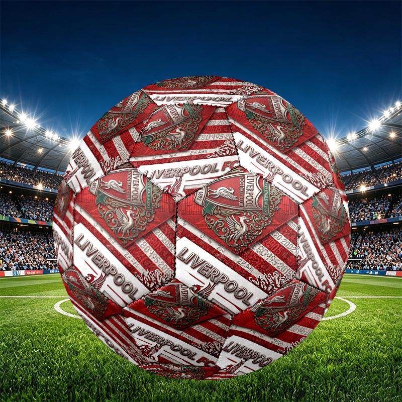 Liverpool Football Club Print Size 5 Soccer Ball, PU Wear Resistant Football for Match Training and Daily Practice, Birthday Gift for Soccer Fans