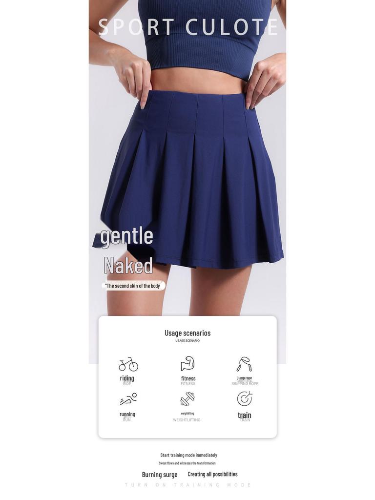 Lulu Sports Quick-Dry High Waist Skirt: Aerobic & Yoga Skort with Built-In Pockets, Anti-Exposure Pleats for Tennis & Fitness.
