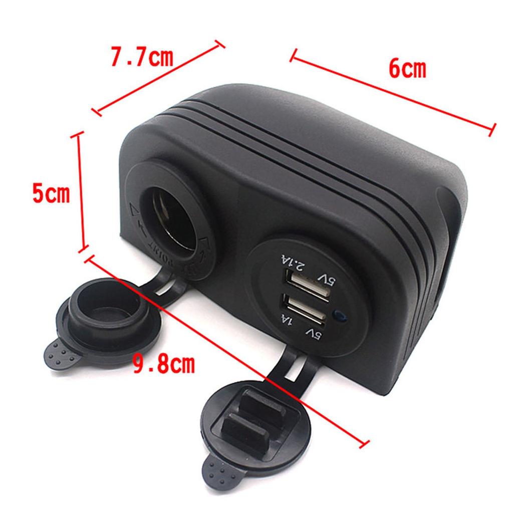 Dubbel Bilströmuttag Fördelare 12V USB-laddare Strömadapter Uttag