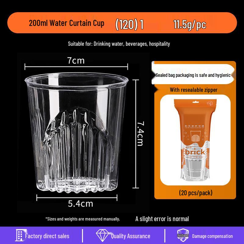 Disposable Transparent Food-Grade Plastic Cups, Thickened for Household & Reception Use