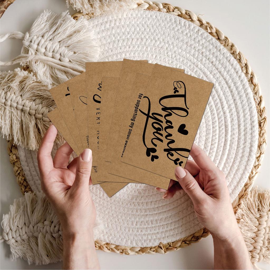 50pcs Kraft Paper Thank You Card for Enterprise Store Business Package Decoration Card Thank You For Your Order Card Wholesale