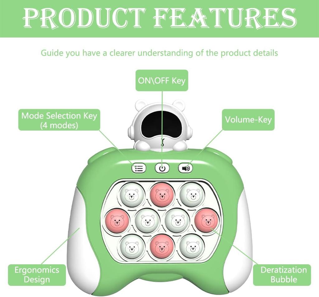 Joc rapid de împingere, Pop Fidget Light Up It Pocket Game pentru copii cu vârste între 3-12 ani, jucărie de joc senzorială portabilă cu 4 moduri de petrecere Joc rapid de împingere Jucării Fidget
